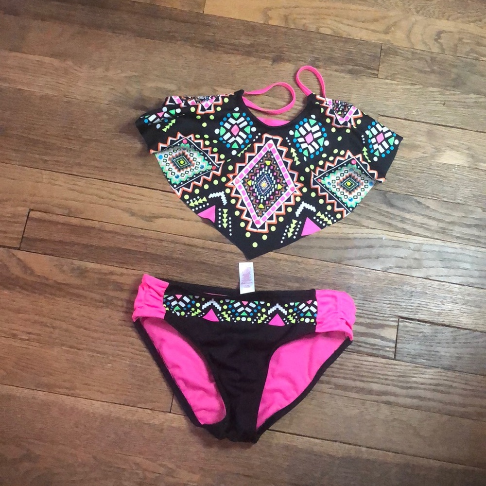 Aztec pink and black bikini